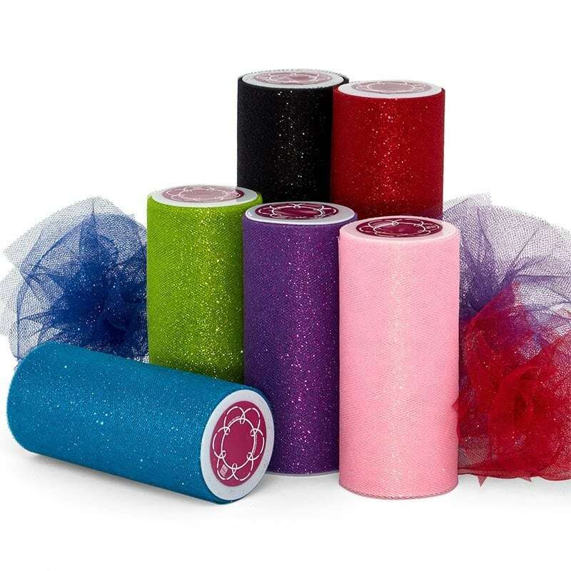 New 6″ Glitter Tulle Roll Spool – Wedding Bow Decoration Craft 25 Yard
