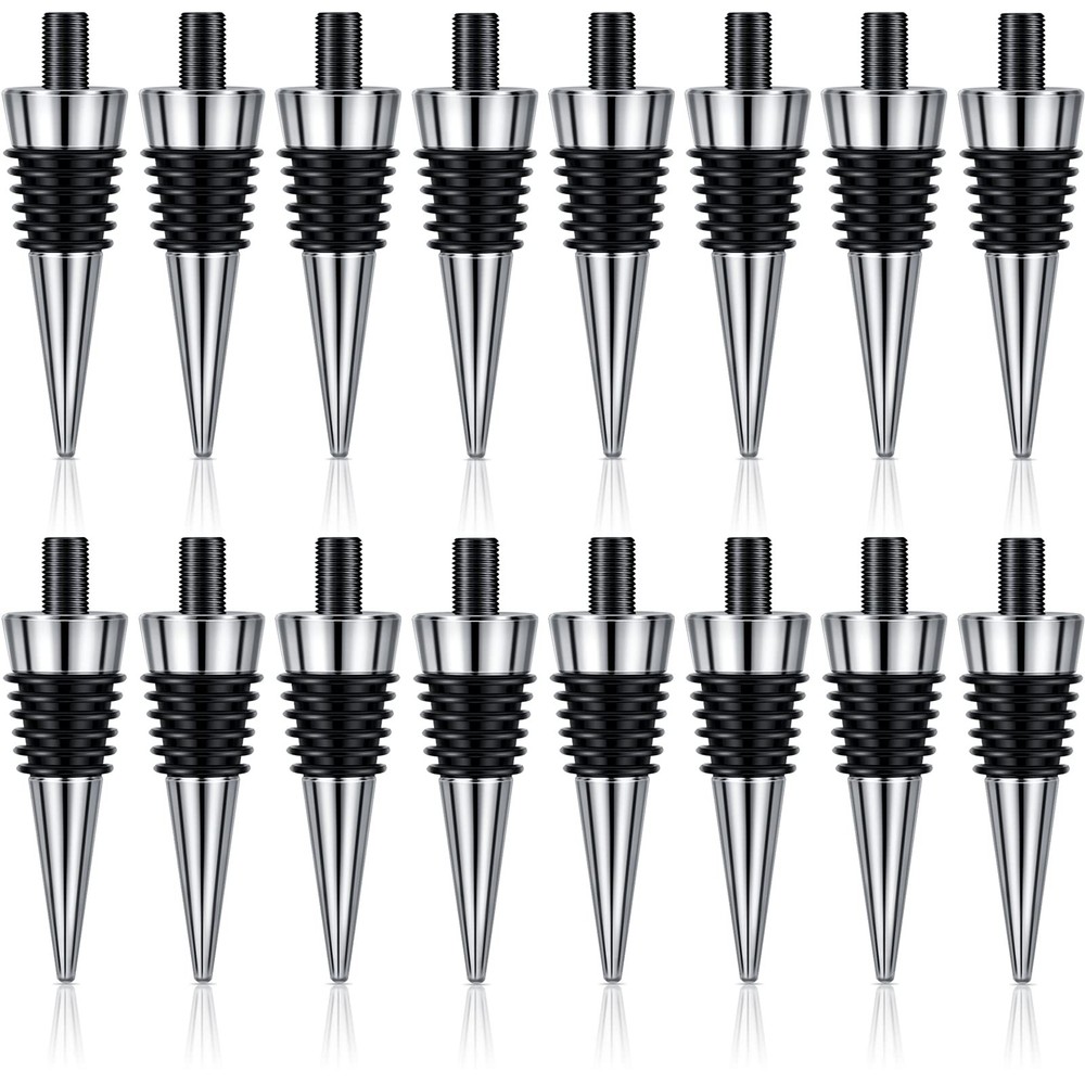 Honeydak 16 Pieces Metal Bottle Stopper 8 x 1.25 Thread Size, Silver/Black