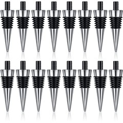 Honeydak 16 Pieces Metal Bottle Stopper 8 x 1.25 Thread Size, Silver/Black