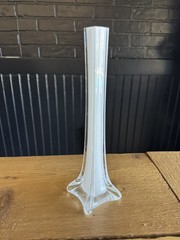Eiffel Tower Glass Bud Vase Clear & White Centerpiece