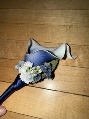 Lot Of 3 Sink Floral Bouquets Bride Groom Maid Of Honor Flower Girl Blue & White