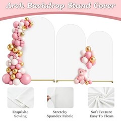 Arch Covers Set of 3(7.2FT+6.6FT+6FT), Stretchy Spandex 7.2+6.6+6 FT White
