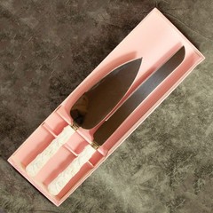 Vintage Sheffield England Bridal Wedding Cake Knife & Server Set Dove Rose