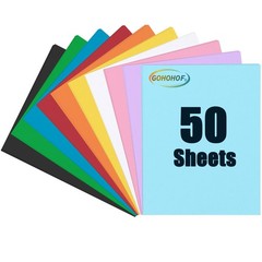 GOHOHOF 50 Sheets Colored Cardstock paper 8.5 x 11 colored card Multicolored