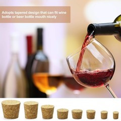 120 Pcs 8 Sizes Tapered Cork Stoppers Wooden Wine Bottle Stopper Natural Wood