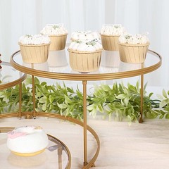 Gold Clear 23″ Round 3 Tier Metal Cake Dessert Stand Acrylic Plates Party Events