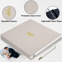 Self Adhesive Photo Album, Beige Scrapbook Album with DIY 40 Blank Pages, Wed…