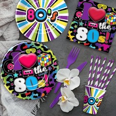 80’s Party Decorations Tableware – 80’s Theme Party Supplies, 80s Decorations…