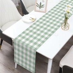 Buxiuer Sage Green Gingham Party Table Runner 13″ x 72″, Multi Color