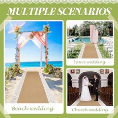 moonoom 20 Ft x 36 in Natural Burlap Wedding Aisle Runner, Rustic Jute 20ft