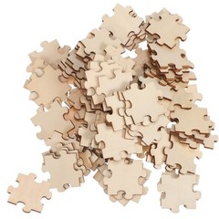 100 Pcs Unfinished Wood Puzzle Pieces Blank for Painting Crafts