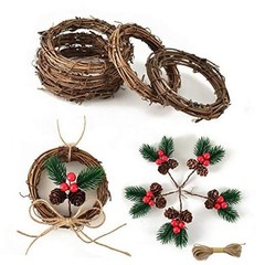 5 Pcs of 4.13-Inch Grapevine Wreath and 5 Pcs of 3.54-Inch Artificial