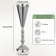 2/4/10Pcs Tabletop Vase Metal Wedding Flower Trumpet Vase Decorative Centerpiece