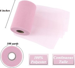 Pink Tulle Fabric Roll 6″ by 100 Yards 300 ft Soft Tulle Spool for DIY Crafti…