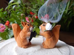 Squirrel Figures Cake Topper Bride Groom Love Wedding Engagement Wood Statue