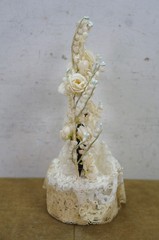 Mid Century 1950s Bride & Groom Marriage Wedding Cake Topper Arch 11″