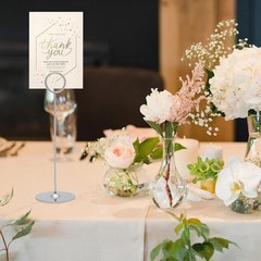 16 Pieces Table Card Holder 8 Inches Silver Place Steel Card Holders for Photos