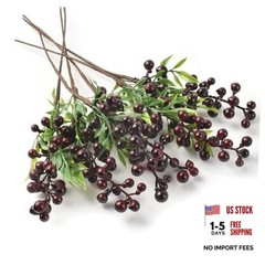 Artificial Berries, 6Pcs Lifelike Berry with Stems Fake Christmas Dark Red