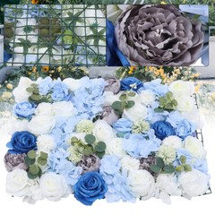 Silk Blue& White& Green 6 Pcs 23.62*15.74in Artificial Flowers Wall Decoration