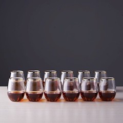 12 pcs 14 oz CLEAR with GOLD Rim Stemless Plastic Wine Glasses Party Supplies