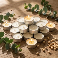 Soy Tea Lights Candles 50 Pack, 4 Hours Tealights Candles Bulk Unscented Smal…