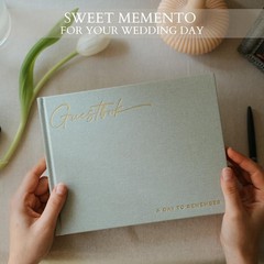 Simply Sage Wedding Guest Book for Reception Linen Sign In Book