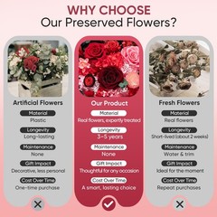 Bessol Flowers for Delivery Preserved Large, Red Flower Bouquet
