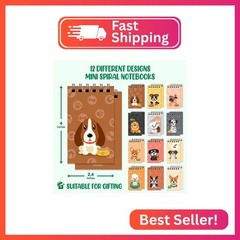 Decorably 24 Pack Dog Themed Mini Notebooks for Kids Party Favors – 12 Adorable