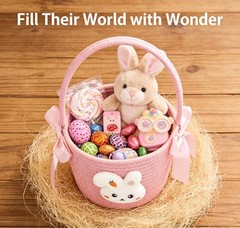 Woven Easter Bunny Egg Basket With Handles For Kids Empty Hunt Bags Gift