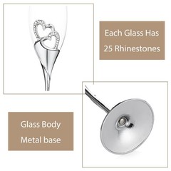 Sziqiqi Wedding Champagne Glass 2 Count (Pack of 1), Silver with Regular Box