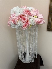 Luxurious Crystal White/Pink Flower Stand Wedding 13in Diameter No Stand Incl