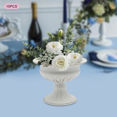 10 Pack Metal Vase Small Table Decor White Gold Wedding Centerpiece Flower Vase