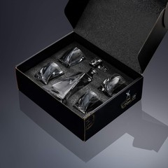 Joyjolt Atlas 5-Piece Luxury Crystal Whiskey Decanter Set 22 Oz Decanter 4 X