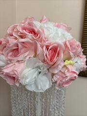 Luxurious Crystal White/Pink Flower Stand Wedding 13in Diameter No Stand Incl