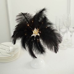 15″ Ostrich Feather LED TABLE LAMP Centerpiece Battery Operated Desk Light Party