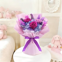 Preserved Flowers Bouquet, for Delivery,Handmade Purple Rose purple