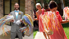 100PCS Ribbon Stick Wands Wedding Streamers with Silk Fairy Stick Wand