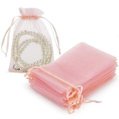 50pcs Pink Organza Drawstring Jewelry Small Bag for Earring Favor Wrapping Packi