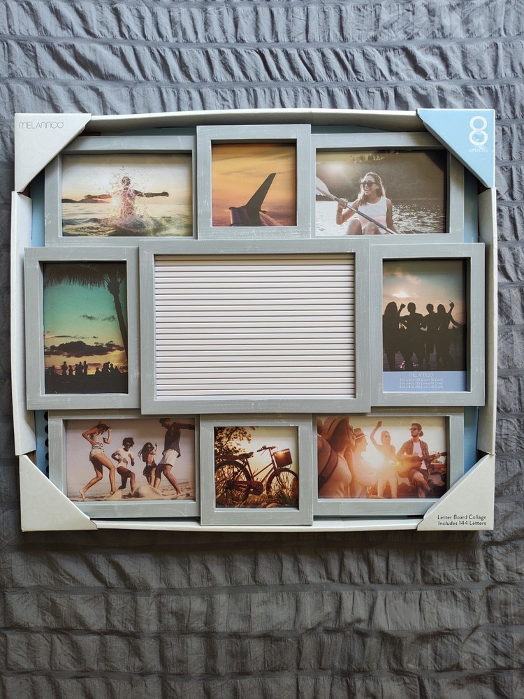 MELANNCO Collage Picture Frame with Letter Board, 8 Opening Photo Collage Wall..