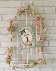 Vintage Style Wedding Table Numbers Names Cards – Shabby Chic Blue Butterfly