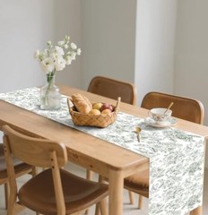 Sage 14 x 108 Plastic Flower Table Runner for 6 PCS Green Floral Table Runner