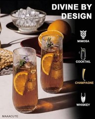 24 Pack Ribbed Champagne Flutes Plastic, 9 Oz Disposable Ripple-24 Pack