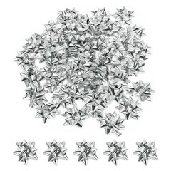 100Pcs 1.5″ Mini Star Gift Bows Glossy Pet Bows Silver