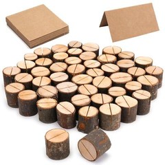 Tosnail 50 Pieces Rustic Wooden Place Card Holders with 50 Kraft Paper Cards …