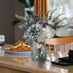 Fake Flowers in Vase,Faux Flowers in Vase,Table Centerpieces for Dining Blue