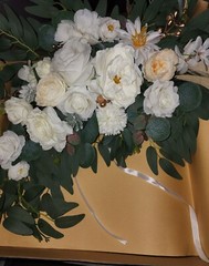 32″ Artificial Wedding Arch Flower, Eucalyptus Leaves Cream & Champagne
