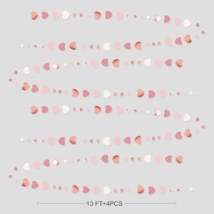 Rose Gold Party Decorations Dusty Pink Heart Garland Blush Pink Rose Gold Pink