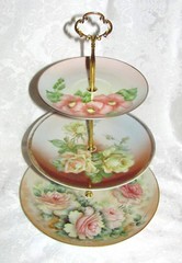 Custom Three Tier Tea Party Cake Stand Made With Vintage Hand Painted Plates