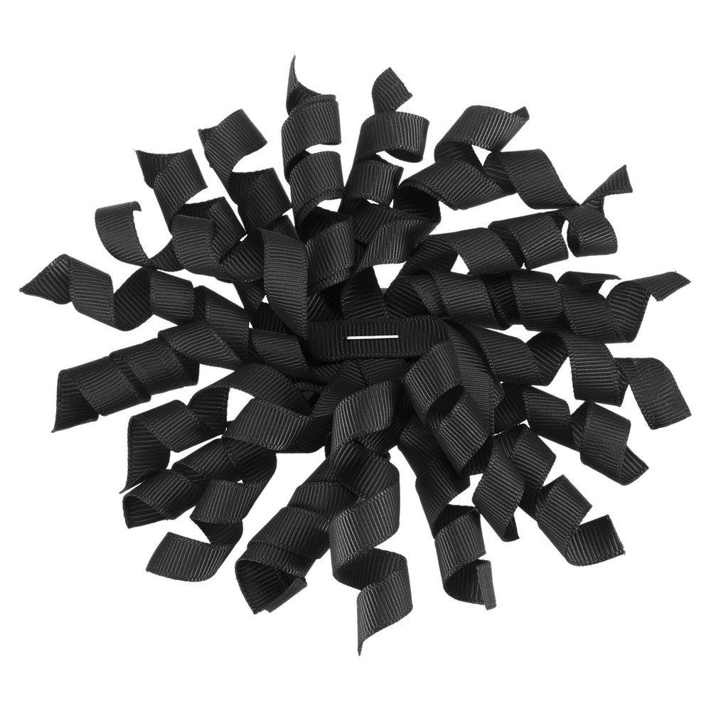 6 Pcs 4 Inch Grosgrain Curly Bows for Gift Wrapping Self-Adhesive Ribbon Black