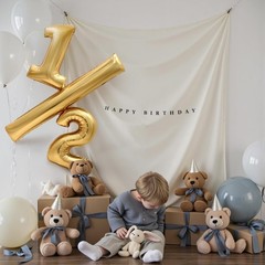 Gold 1/2 Birthday Balloon 32 Inch Champagne Foil Number Balloon for Baby Half…